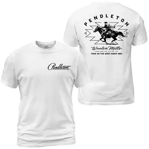 Pendleton Western Cowboy T-Shirt, Cowboy Rider Graphic Tee with Vintage Aztec Back Print, Pendleton Woolen Mills Shirt, Ranch Outfit and Gift for Men and Women.