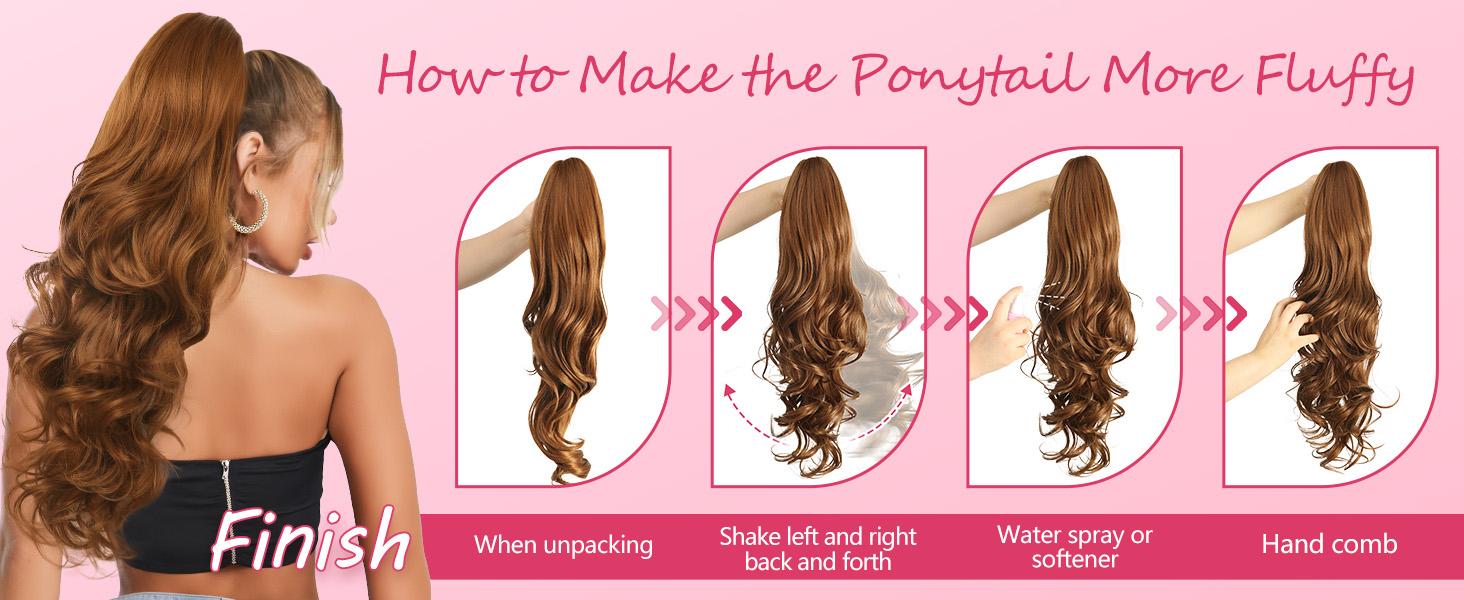 SummerVibes AISI HAIR 18/24inch Long Curly Wavy Claw Clip in Ponytail Hair Extensions for Women Curly Wavy Loose Deep Wave Hairpieces for Daily Wear Glueless Kinky Straight Seamless Narrow Weft Synthetic Hair Wigs