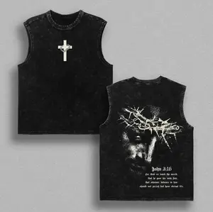 John 316 Jesus Crown of Thorns Vintage Washed Oversized T-Shirt, Heavy Cotton Christian Faith Graphic Tee, Religious Streetwear Shirt, Biblical Scripture Apparel, Unisex Gospel Gift for Believers Fathers Day Gifts fathersdaygift