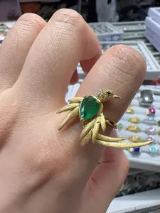 Mary(12491)gc.Emerald Bird ring s925