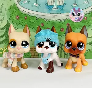 3-4 Mini Pets Bobble Head Great Dane Collie Shorthair Cat Kitten Figures Toy for LPS Collector Set Kids Gift Set with Adorable Outfits