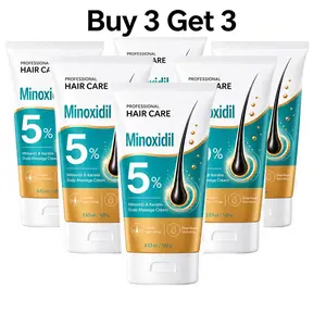 Buy 3 Get 3 Free 5% Minoxidil & Keratin Scalp Massage Cream for Hair Growth Treatment Men Women Nano Foam Essence Fast Regrowth Prevent Loss