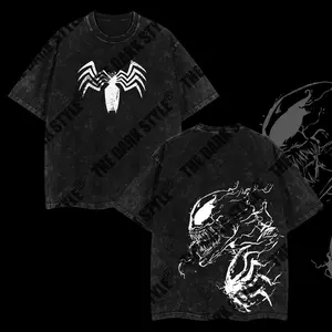 [The Dark Style] The Black Symbiote Double Printed Oversize Lightweight Acid Washed Tee TV Show Graphic Top Cotton Gift T-Shirt For Comic Lover, Gift T-Shirt For Movie Lover