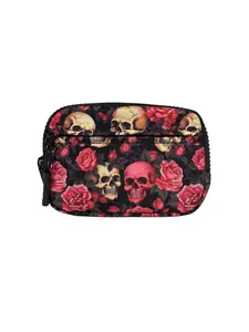 Wristlet Wallet Credit Card RFID- Pink Skulls Halloween