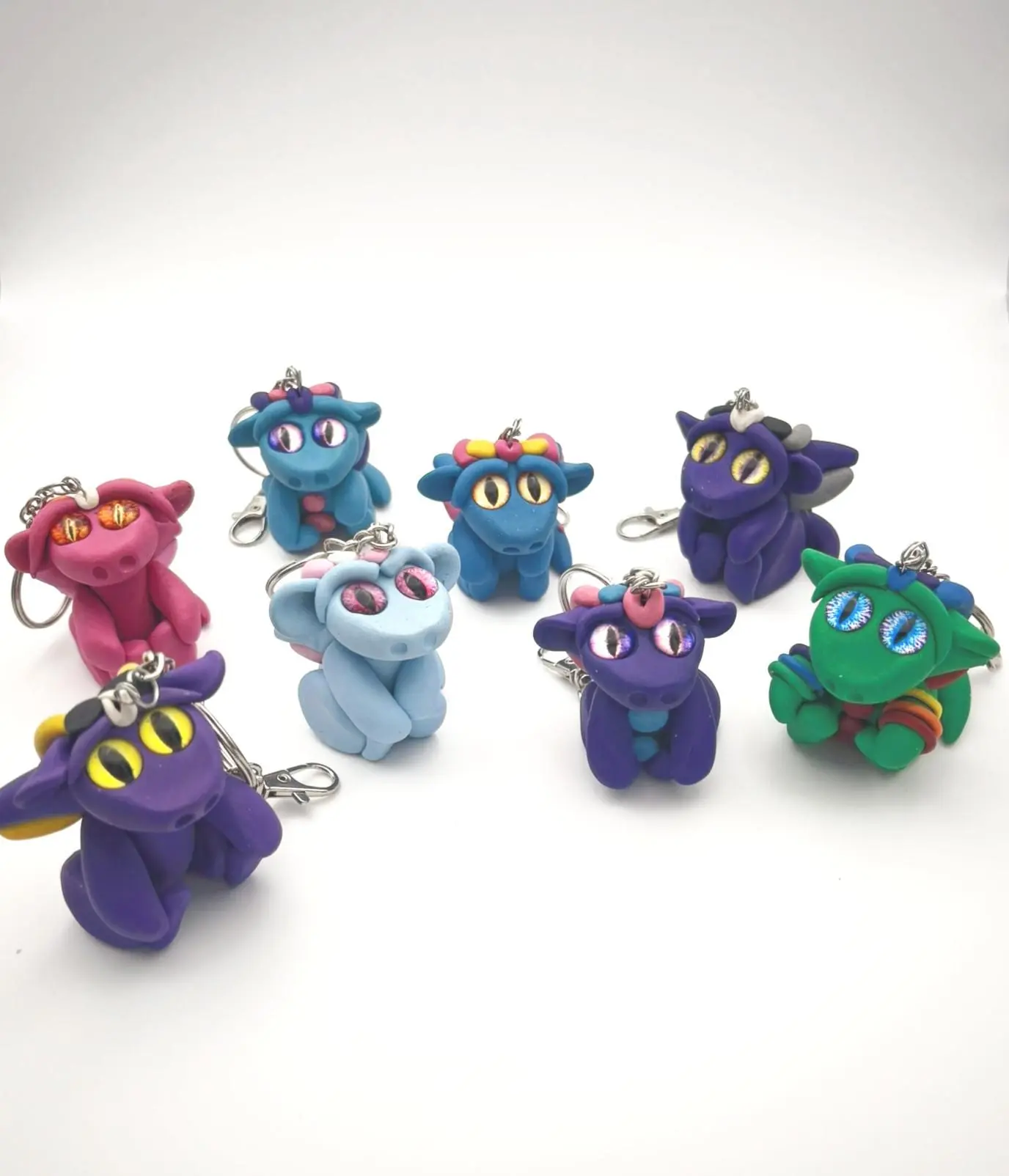 Bisexual Flag Pride Dragon Keychain Polymer Clay