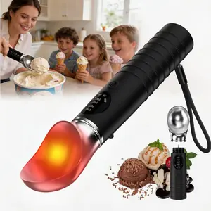 Rechargeable Heated Ice Cream Scoop Spoons Food Grade Stainless Steel Melon Baller 4 Fast Heating Levels Removable Dishwasher Safe Electric Scooper Spoons for Hard Frozen Ice Cream, Sorbet, Gelato, Watermelon & Fruit Perfect Gift for Mom, Grandma & Family