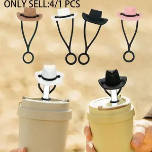 4/1 pcs-Silicone Straw Sleeve for 30oz/40oz Cups, Reusable Straw Cap, Protective Straw Top, Cowboy Hat Design, Cover, Cup Accessory, Unisex Gift