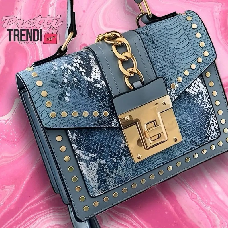Pretti Trendi Studded Croc-Texture Mini Shoulder Bag with Chain Strap | Chic Everyday Crossbody