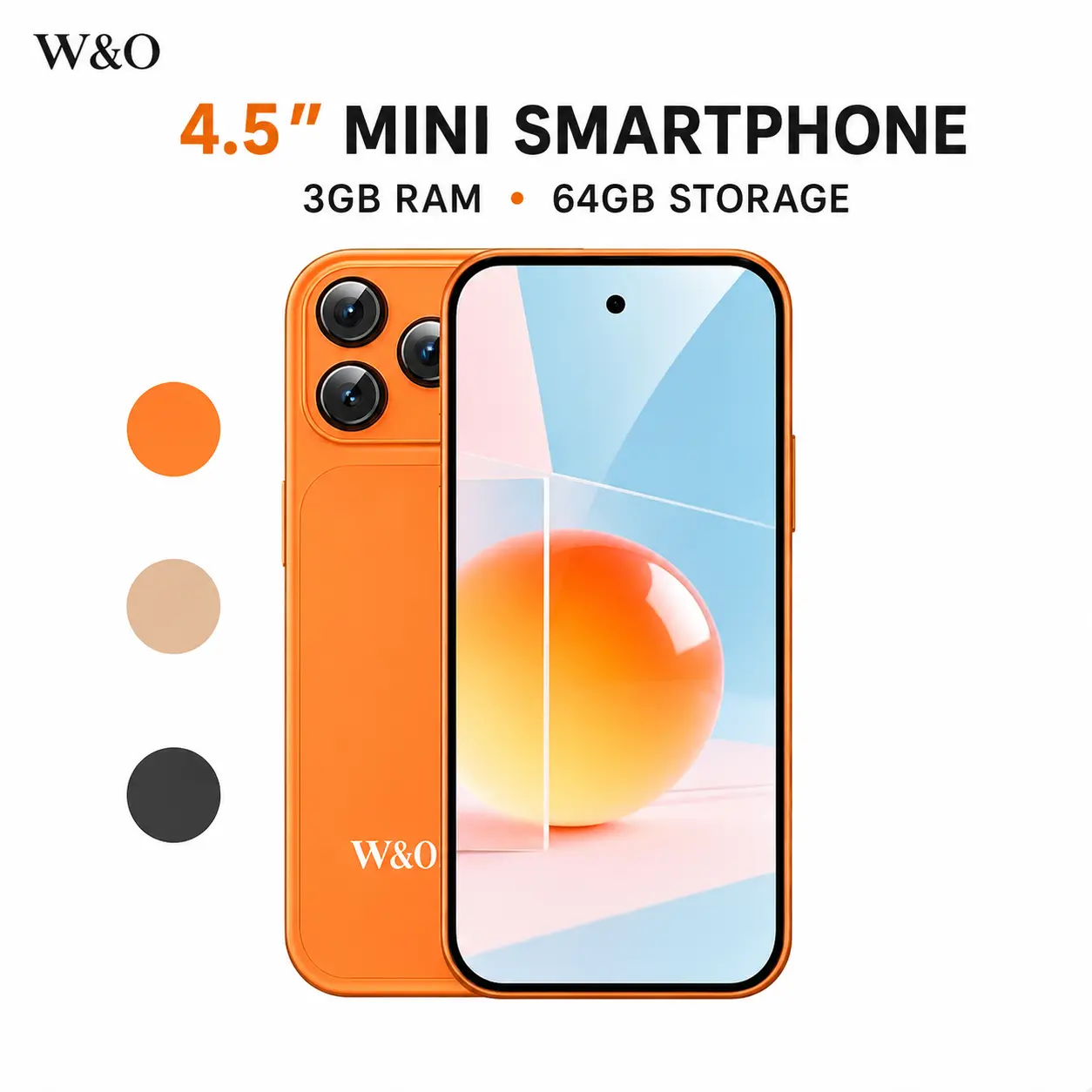 4.5 Inch Mini Dual SIM Android 14 Mobile Phone - 4000mAh Battery, 3GB RAM, 64GB Storage, Calling Function, GPS, Bluetooth, WiFi, Portable Micro Tiny Smart Device