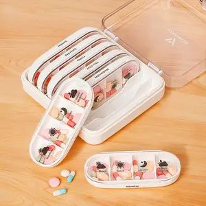 Large Capacity Pill Storage Box, 1 Set 7-day Weekly Pill Organizer, Dust Proof Pill Storage Box for Home Office Travel School