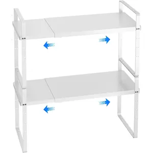 Expandable Kitchen Cabinet Shelf Organizer Stackable Pantry Counter Storage Adjustable Closet Cupboard Stand Rack Risers Spice Organizer
