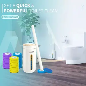 Disposable Toilet Brush Cleaning System with 24 Replacement Heads, Includes 1 Toilet Brush + Storage Box + Scented Freshener Sheet, No-Touch Hygienic Bathroom Cleaning Kit