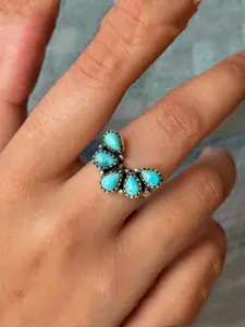 Vintage Boho Synthetic Cluster Ring for Women Silvery Stackable Ring Statement Ring Daily Jewelry Anniversary Christmas Gift Boho Style Rings