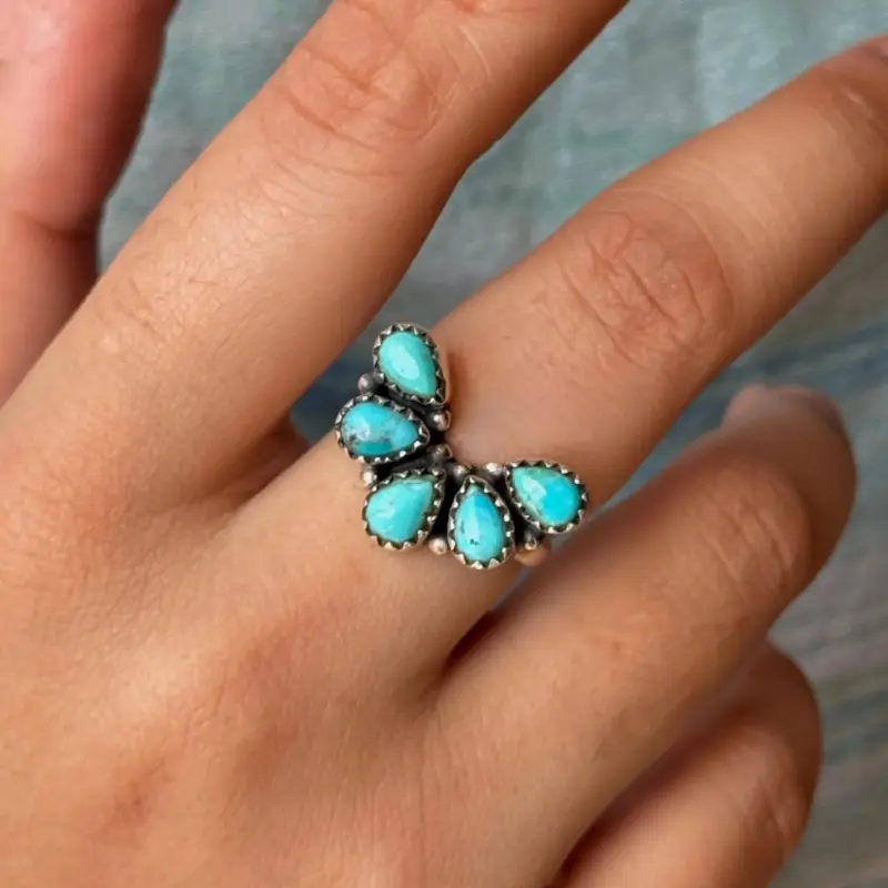 Vintage Boho Synthetic Cluster Ring for Women Silvery Stackable Ring Statement Ring Daily Jewelry Anniversary Christmas Gift Boho Style Rings Bohemian Stackable Rings