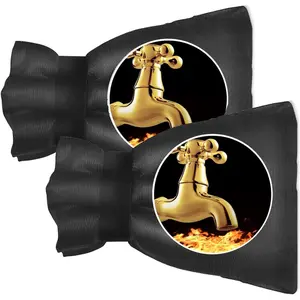 Outdoor Faucet Covers for Winter 2 Pack 8.8"H X 5.9"W Winter Faucet Insulation Cover Socks Hose Bib Covers for Winter Black