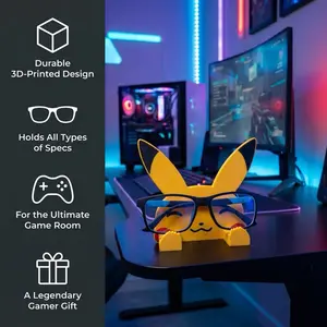 Glasses Holder, Anime Sunglasses Stand, Desktop Eyeglass Display, Nerdy Room Decor, Gamer Gift for Pokemon Fan