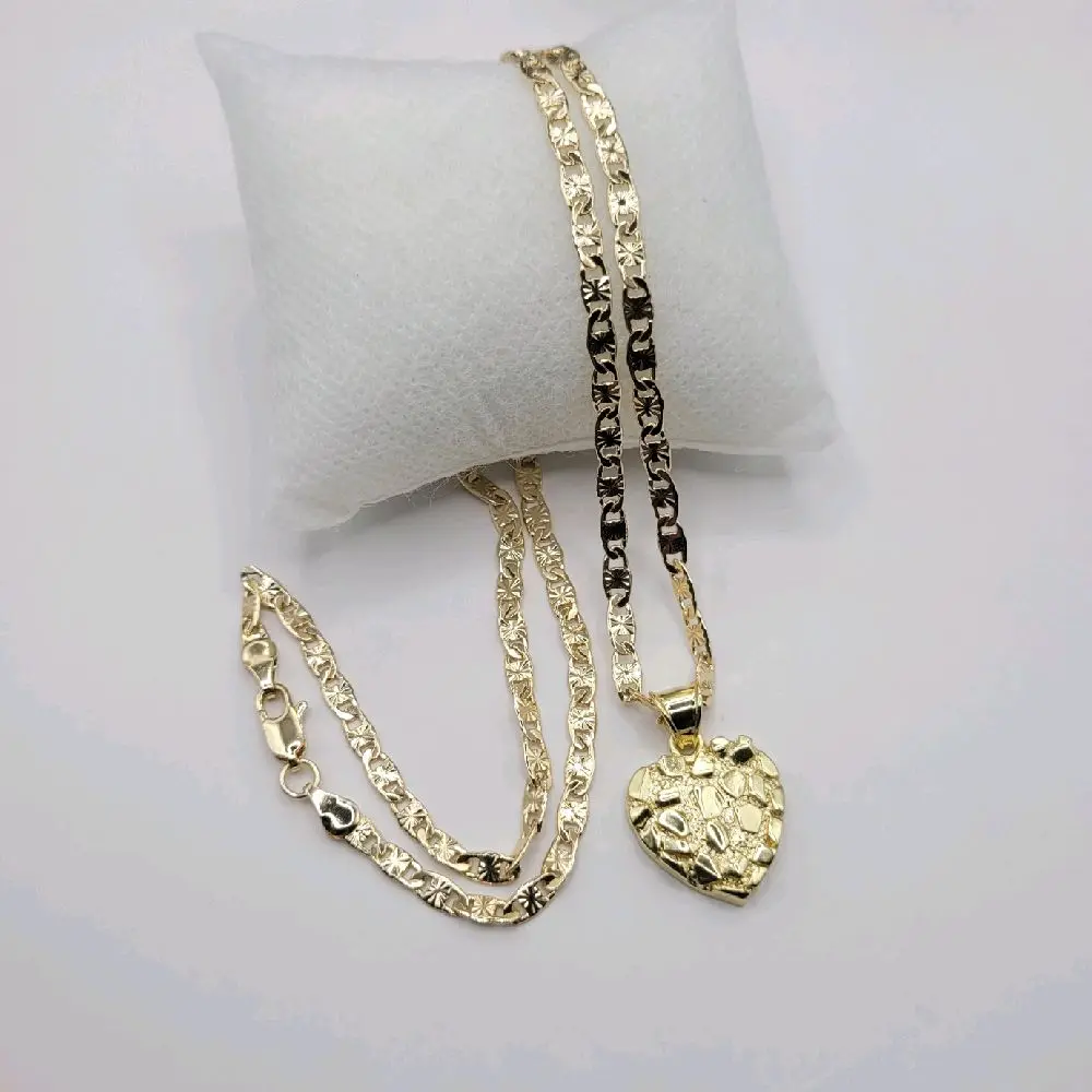 Nugget Heart Fashion Style Necklace 24 Inches 4mm wide Laminated Gold Heart Pendant Jewelry Accessory for Stylish Wear with Metal Coating Unisex Elegant Design Versatile Length