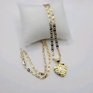 Nugget Heart Fashion Style Necklace 24 Inches 4mm wide Laminated Gold Heart Pendant Jewelry Accessory for Stylish Wear with Metal Coating Unisex Elegant Design Versatile Length