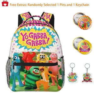 Yo gabba gabba Travel Backpack Sturdy Laptop Yo gabba gabba toys Backpacks Carry On Yo gabba gabba party supplies Anime Backpack Cute Cartoon Funny Casual Daypack Business Work Bag  for colleagues, anniversary and holiday gift