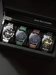 4pcs Men's High-Quality Watch Set, Stylish Business Fashion, Perfect Gift for Holidays, Daily Wear, Father's Day, Christmas, Halloween