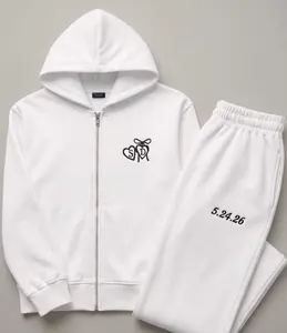 Custom Locket Embroidered Initials Zip & Sweatpants Set