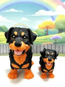 2pcs Farm Animal Figurines, 3D Printed Articulated Rottweiler Dogs, Rottweiler Fidget Desk Toy, Home Office Decor AD-ROT-2X