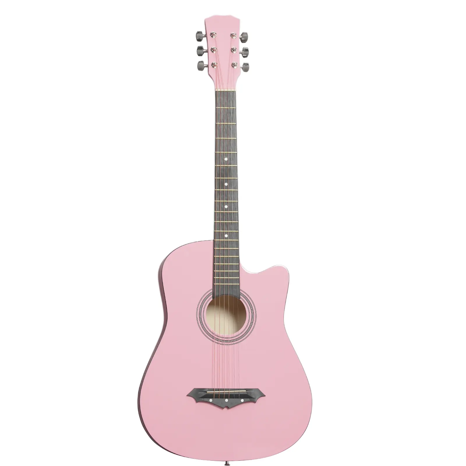 38-in Steel Basswood Cutaway Acoustic Guitar Full Set (18 Frets) with Picks, Strings, Capo, Case, Tuner, Strap - Educational Musical Toy (Colors: Pink, Sunset, Purple, Black, Blue)