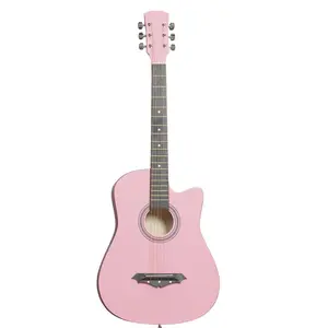 38-in Matte Acoustic Guitar Kit with Picks, Strings, Capo, Case, Tuner, Strap - Educational Musical Toy (Colors: Pink, Sunset, Purple, Black, Blue)