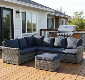 83.5" Grey Polyethylene and Iron 3-Piece Outdoor Group Seat