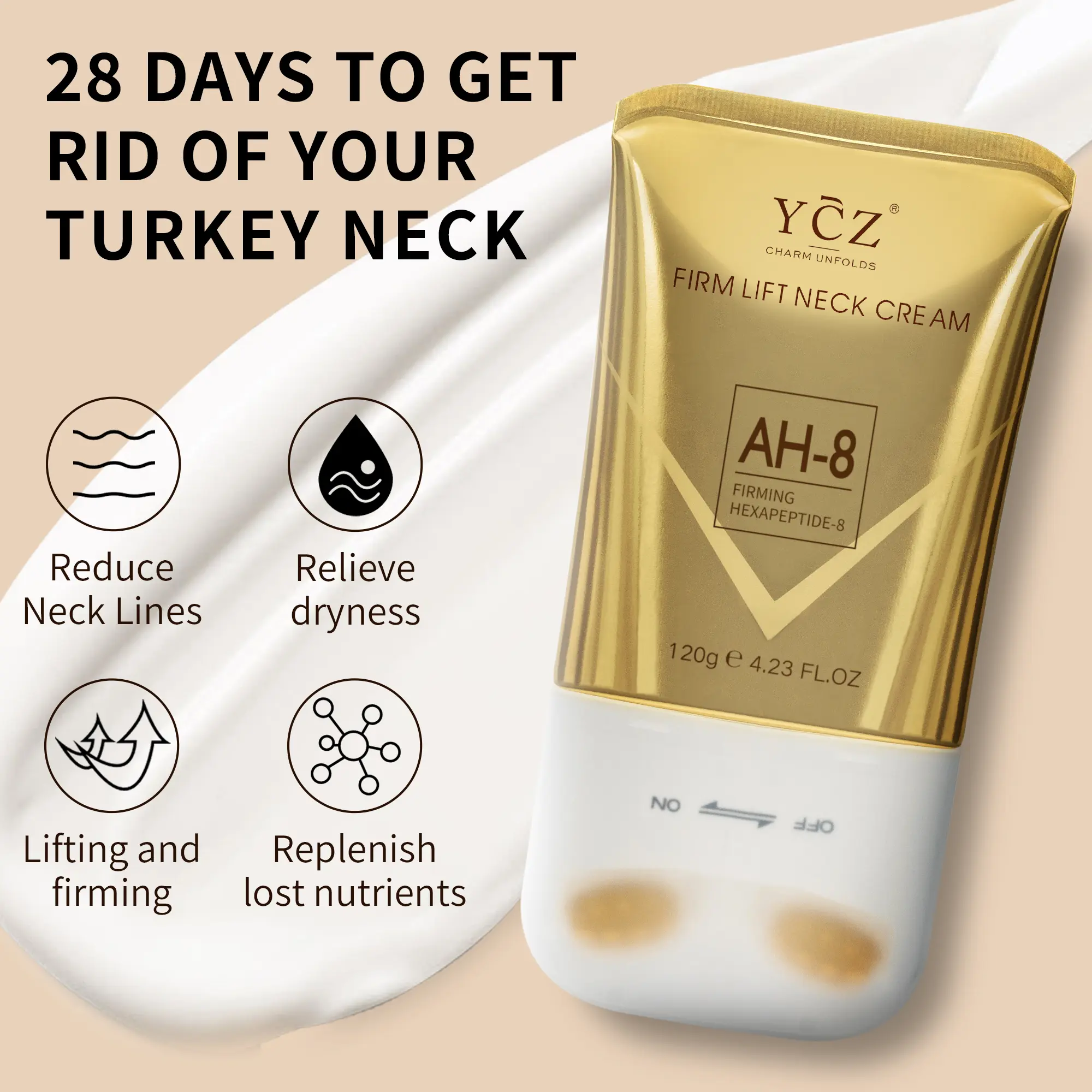 YCZ Firming Lifting Neck Cream AH-8 with Firming Hexapeptide-8 for