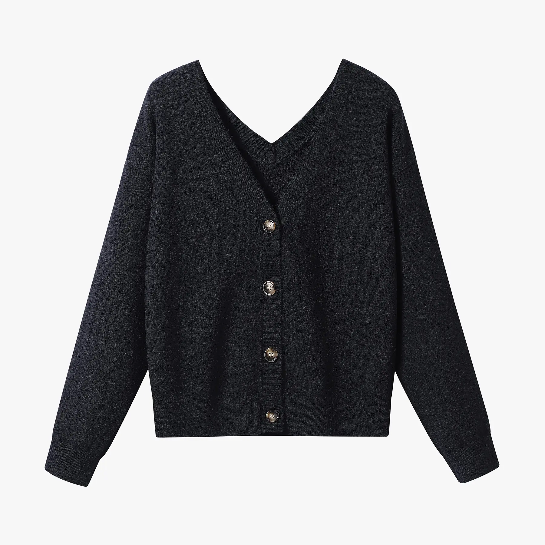 Women's Cute Oversized Soft Thick Knit Cardigan - Basic Long-Sleeves Double V-Neck Button-Down Fall Knitwear Garment (Pair with Skirt, Camisole), Fabric