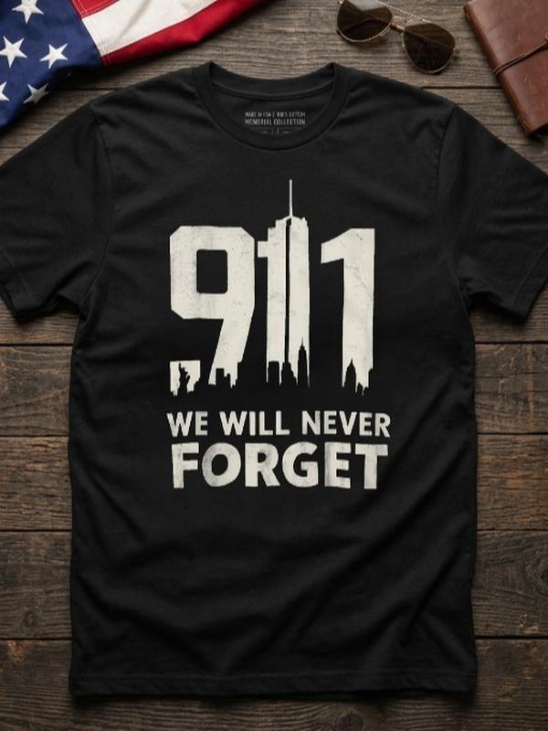 911 Twin Towers Tribute Print tshirt, Men’s Round Crew Neck Short Sleeve Tee, Casual Comfy Lightweight Top for Summer