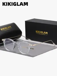 KIKIGLAM 1 Piece Unisex Full Frame Plano Glasses，Anti Blue Light Round Frame Plano Glasses，Understated Quality