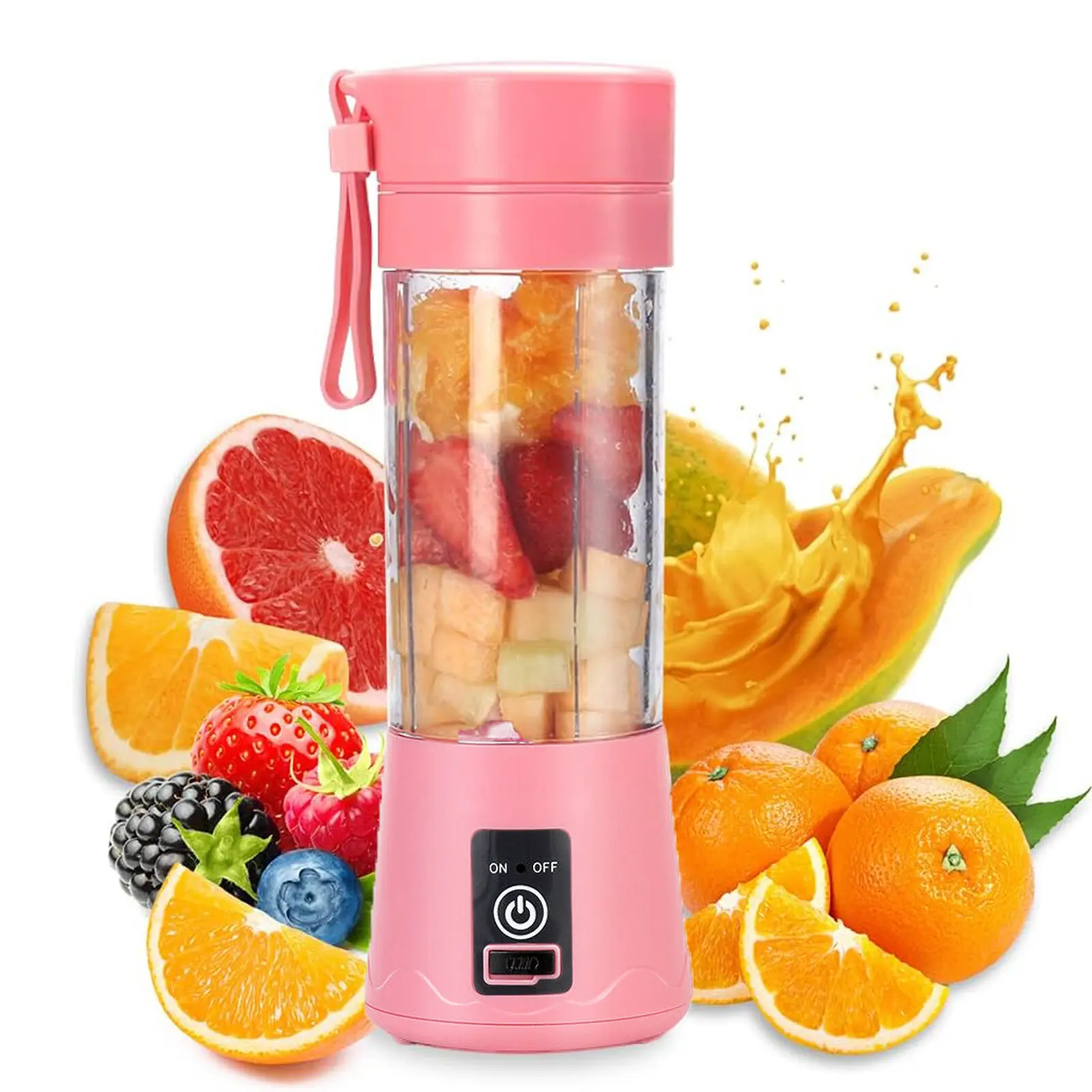 Pink Portable Blender Cup | 380ml USB Rechargeable Personal Blender for Smoothies, Protein Shakes, Juices & Travel