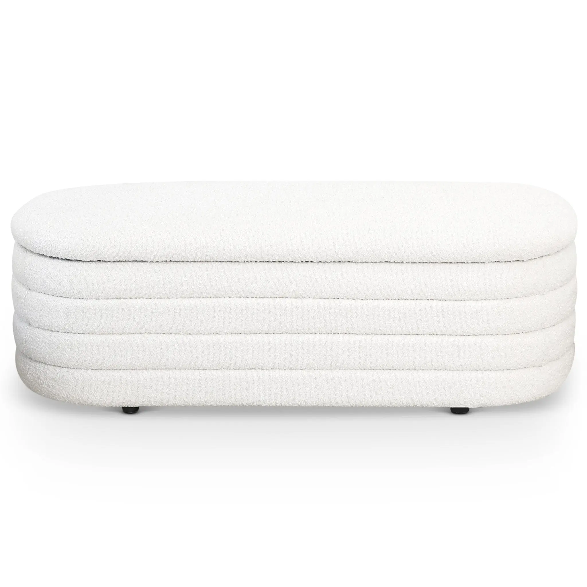Calion White Boucle Upholstered Storage Bench, Multi-Functional Upholstered Storage Ottoman for Indoor Living Spaces