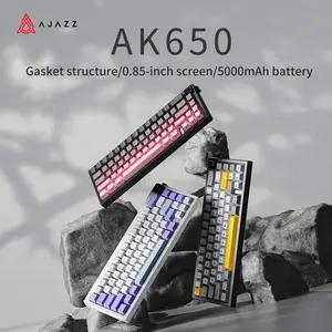 AJAZZ AK650 Mechanical Wireless Keyboard - 65% Layout, Tri-Mode Bluetooth/2.4GHz Connectivity, 5000mAh Battery, TFT Color Display, Metal Volume Knob, Customizable GIFs, Full Hot-Swappable Keys, Mechanical Wireless Keyboards