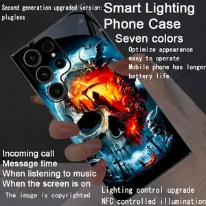 The second-generation upgraded colorful voice controlled luminous phone case is suitable for S25Ultra/S24/S22Ultra/S23Ultra/S21Ultra/S20Ultra/S10+/S10/S10 5G/Note20Ultra/Note10+/A55/A54/A53/A52/A35/A34/A33/A25/A23/A15/A14/A13/A12/A42, Lights