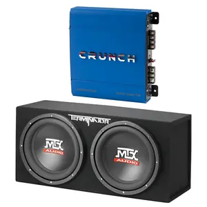 MTX 12" 1200W Car Audio Subwoofer Box Enclosure & Crunch PowerDriveX Stereo Amp MTX 12" 1200W Car Audio Subwoofer Box Enclosure & Crunch PowerDriveX Stereo Amp