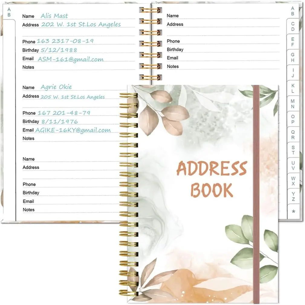 Address Book with Alphabetical Tabs - Telephone & Address Book with Address Contacts, Special Date, Phone, Birthday & Internet Login Password for Home and Office, 4.3" x 6.2", Rose Leaf