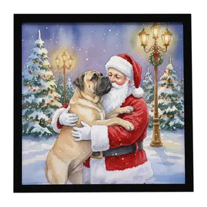 Carolines Treasures FNT1020MFP88 8x8 in. Artistic Aluminium Framed Metal Print, Bullmastiff with Santa Claus Design, Christmas Decoration & Gift for Home Decor