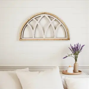 Farmhouse Half Moon Wooden Wall Window Arch -2 Sizes- Wood Cathedral Window Mountain Ridge