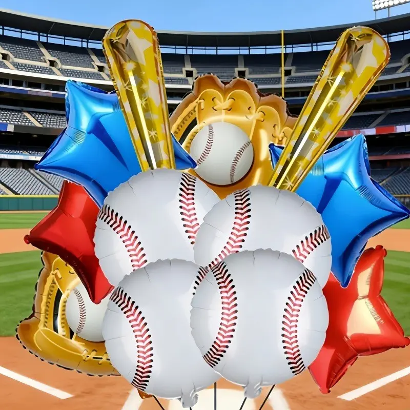 Baseball Birthday Party Decorations Set, Baseball Glove & 18 Inch Star Foil Balloons, Perfect for Birthdays, Graduations, Sports Themes