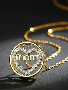 1 Pc Glamorous Cubic Zirconia Pendant Heart Shaped Necklace For Women For Mother's Day Gift Mom Jewelry
