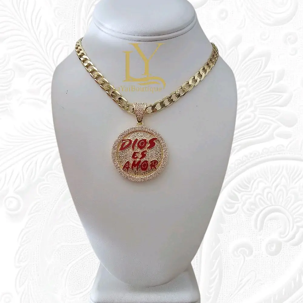 LaYaiBoutique #1365 God is Love chain and pendant, 14k gold plated, high quality