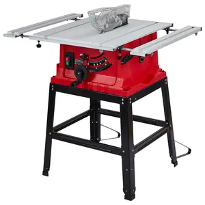 10-Inch Table Saw with Stand, 15A 5000RPM Power Tool, Adjustable Blade Height & Depth, 90° Crosscut & 0-45° Bevel, Built-in Dust Collector, Multi-Cutting for Wood, Metal & Plastic