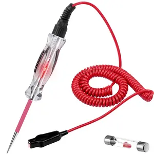 LED Bulb Automotive Circuit Tester, 6-24V Test Light with 135 Inch PU Extended Spring Wire,  Hard Steel Probe  Circuits Low DC  Light Tester