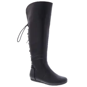 BANK-37 WOMAN TALL BOOT FLAT HEEL WITH BACK STRAP