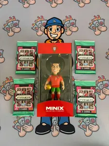 Crisitiano Ronaldo Portugal 12cm Minix collectible figurine +(4) panini Prizm packs epl