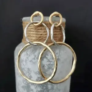 Vintage Bohemian Style Earrings, 18K Golden Plated Copper Hollow Circle Hoops, Elegant Geometric Design for Women, Ideal for Daily Wear & Vacation Parties, Gift-Ready