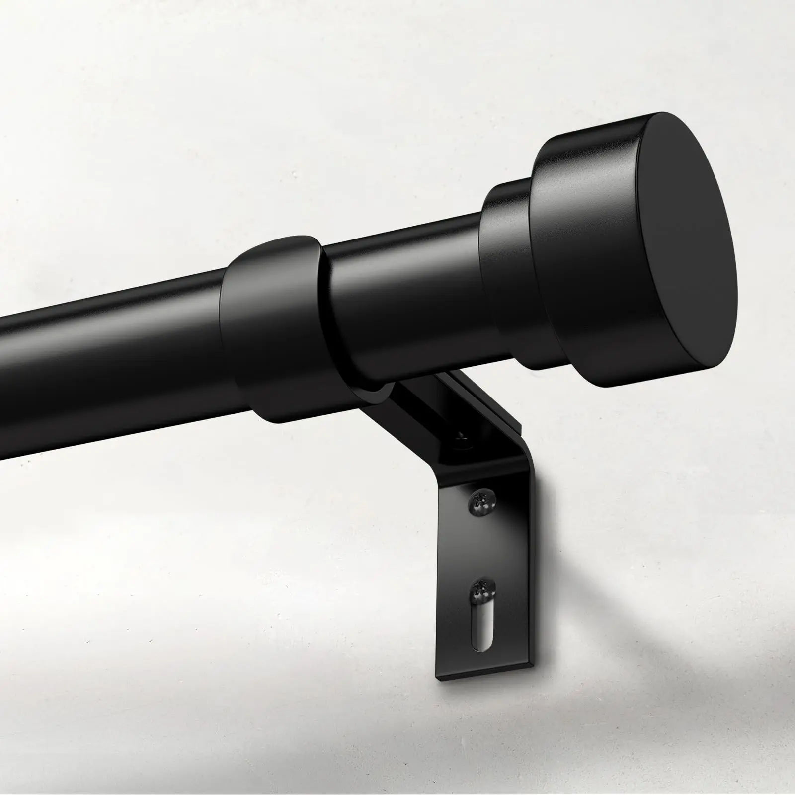 Heavy Duty Curtain Rods High Weight Capacity for Windows 66 to 120 Inch,1 Inch Adjustable Black Curtain Rod with Easy Installation and Modern Design,Decorative Long Drapery Rods with Metal Finials, Curtain Rod Style, Curtain Rod Bracket (A1,Black,30-120")